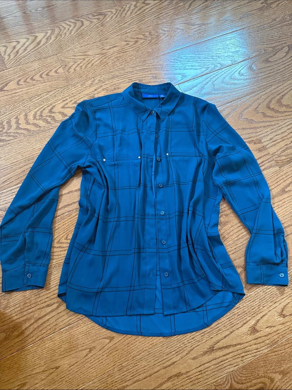 Apt. 9 Teal Plaid Button-Down Blouse